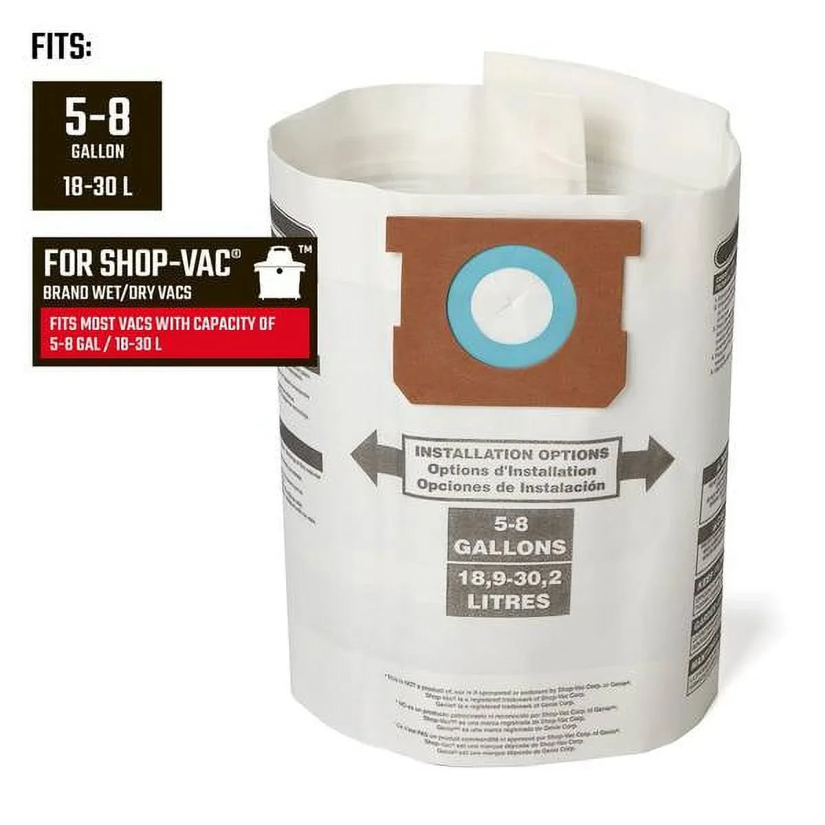 Craftsman CMXZVBE38767 3-Pack Wet/Dry Vac Dust Collection Bags for 5 to 8 Gallon Shop Vacuums