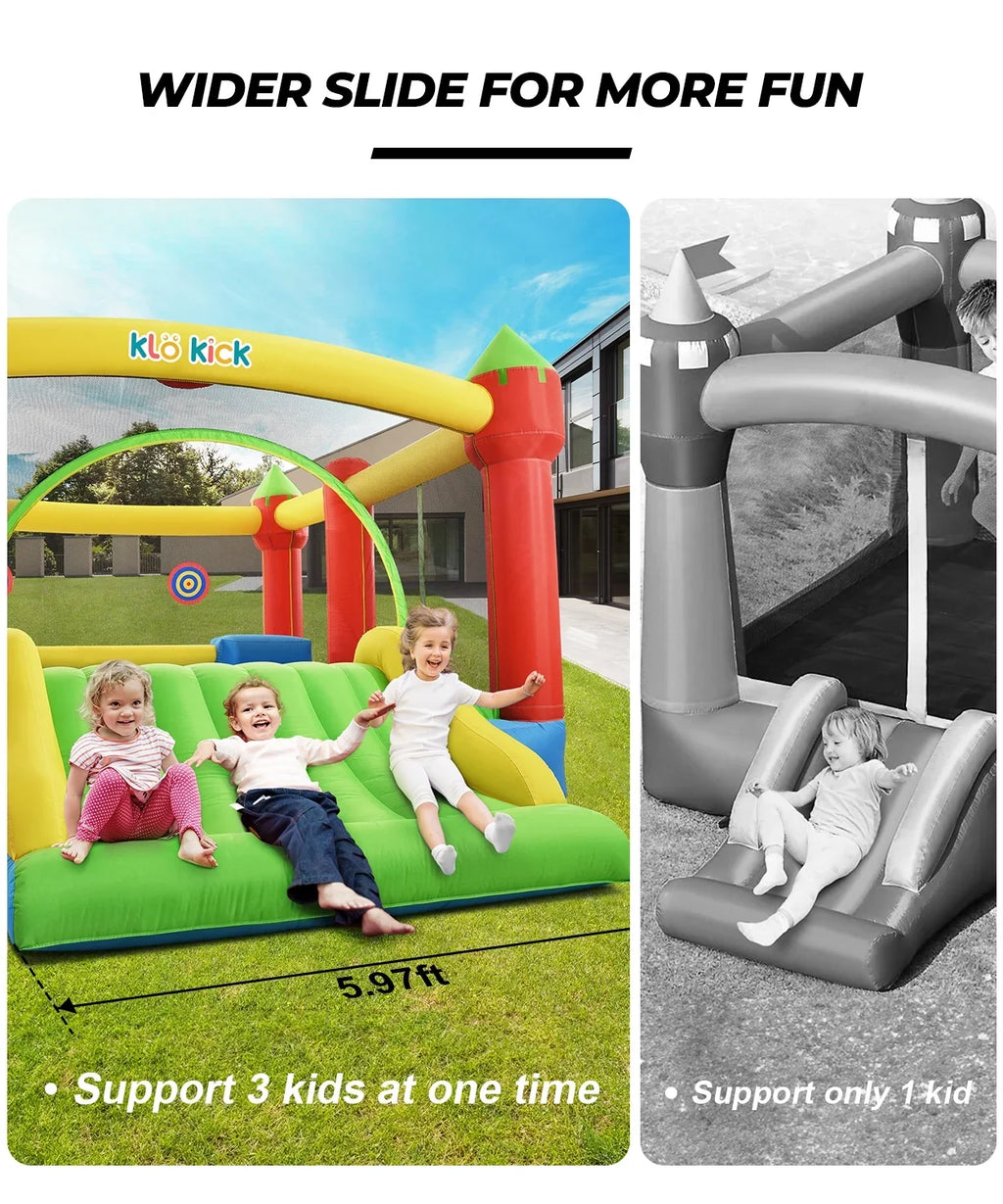 KLOKICK 15'x 12' Large Bounce House 840D Oxford Inflatable Bouncers for 6 Kids with Blower & Slide for 3-10 Years, Child, Adult, Infant, Teen, Tween