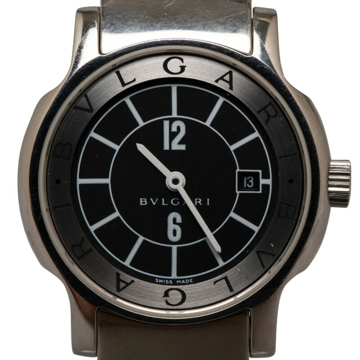 Pre-Owned Bvlgari Solo Tempo Watch ST29S Quartz Black Dial Stainless Steel Ladies BVLGARI (Good)