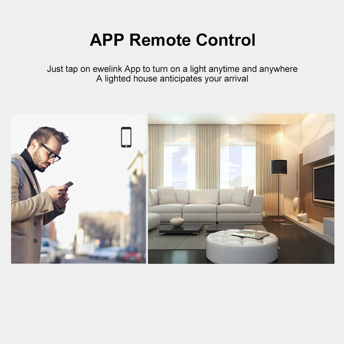 T3US2C-TX 2 Gang Smart WiFi Wall Light Switch 433Mhz RF Remote Control APP/Touch Control Timer US Standard Panel Smart Switch matching with Google Home/Nest & Alexa