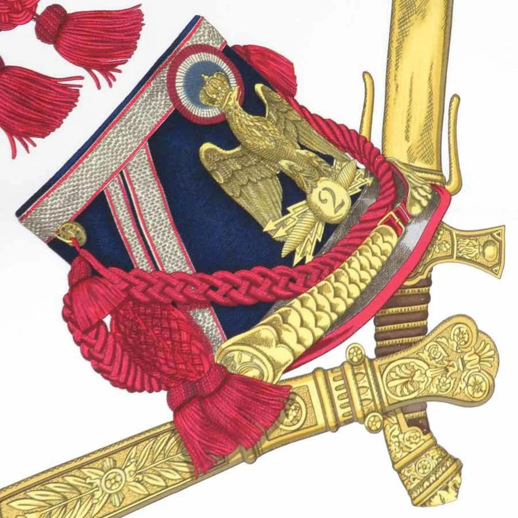 Pre-Owned Hermes HERMES Scarf Carre 90 GRAND UNIFORME Silk Off-White/Multicolor Ladies (Good)
