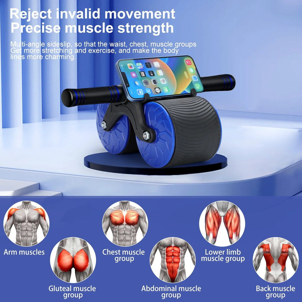 Abdominal Wheel for Abs Workout Training Muscle Strength at Home Gym - Beginner to Advanced Fitness Equipment. Ab Roller Wheel, Automatic Rebound Abdominal Wheel for Core Strength Training
