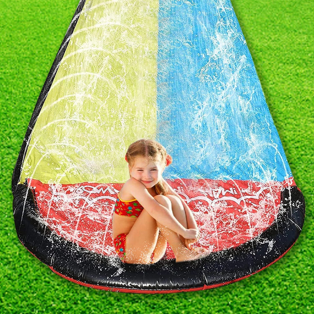 Sancty 15.5ft Double Race aqua Slides Sprinkler for Children Backyard Game