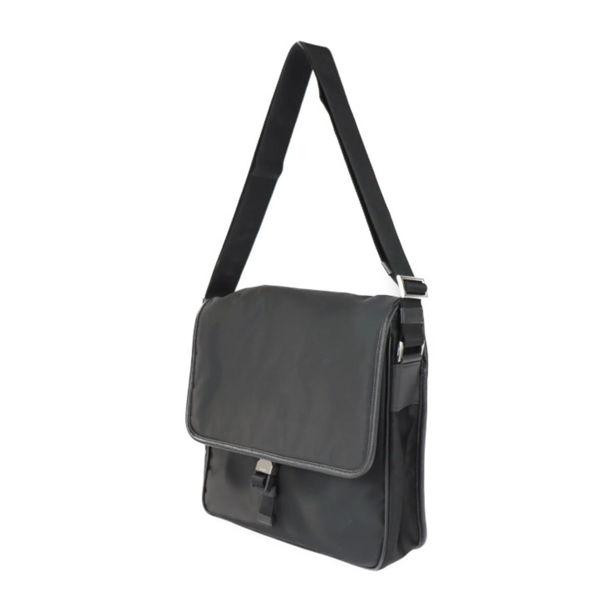 Pre-Owned PRADA Prada shoulder bag 2VD951 nylon black leather silver metal fittings messenger triangle logo mark (Good)