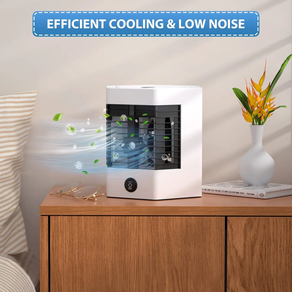 YHAIOGS Mini Portable Air Cooler Personal Space Cooler Easy to Fill aqua and Led Light and Portable Air Conditioner Device Cool Any Space Like Home office