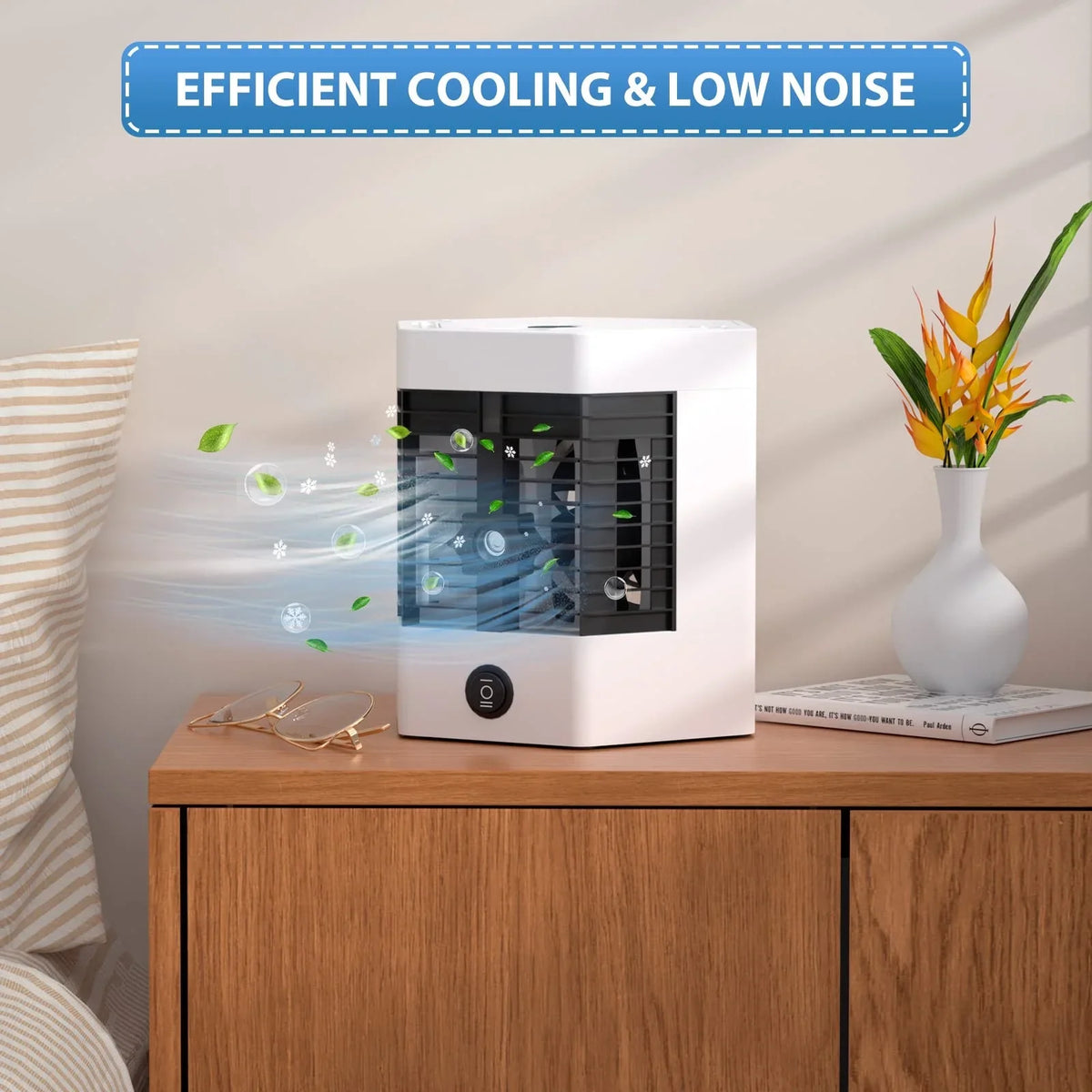 YHAIOGS Mini Portable Air Cooler Personal Space Cooler Easy to Fill aqua and Led Light and Portable Air Conditioner Device Cool Any Space Like Home office
