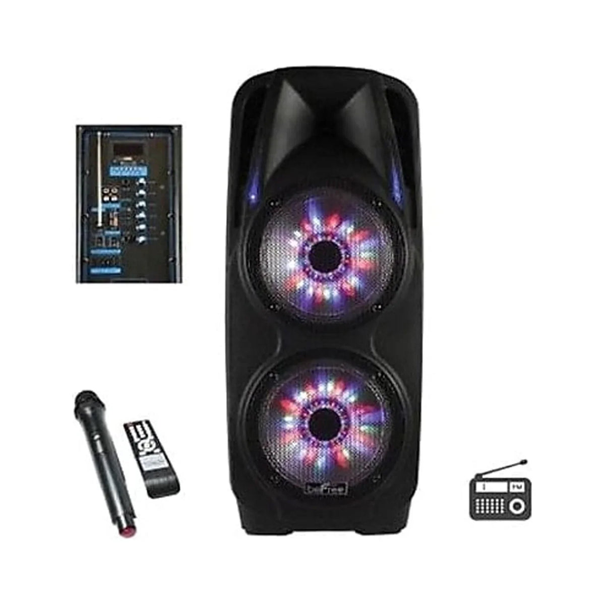 beFree Sound 2x's 10 Inch Woofer Portable Bluetooth Powered PA Tailgate Party Speaker