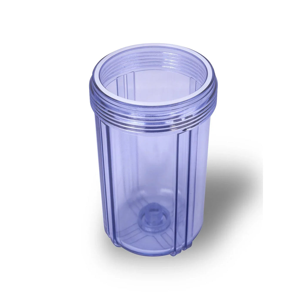 10" Transparent Big Blue Housing for Whole House moisture Filtration System, 1 Brass Port & Mounting Hardware (3 pack)