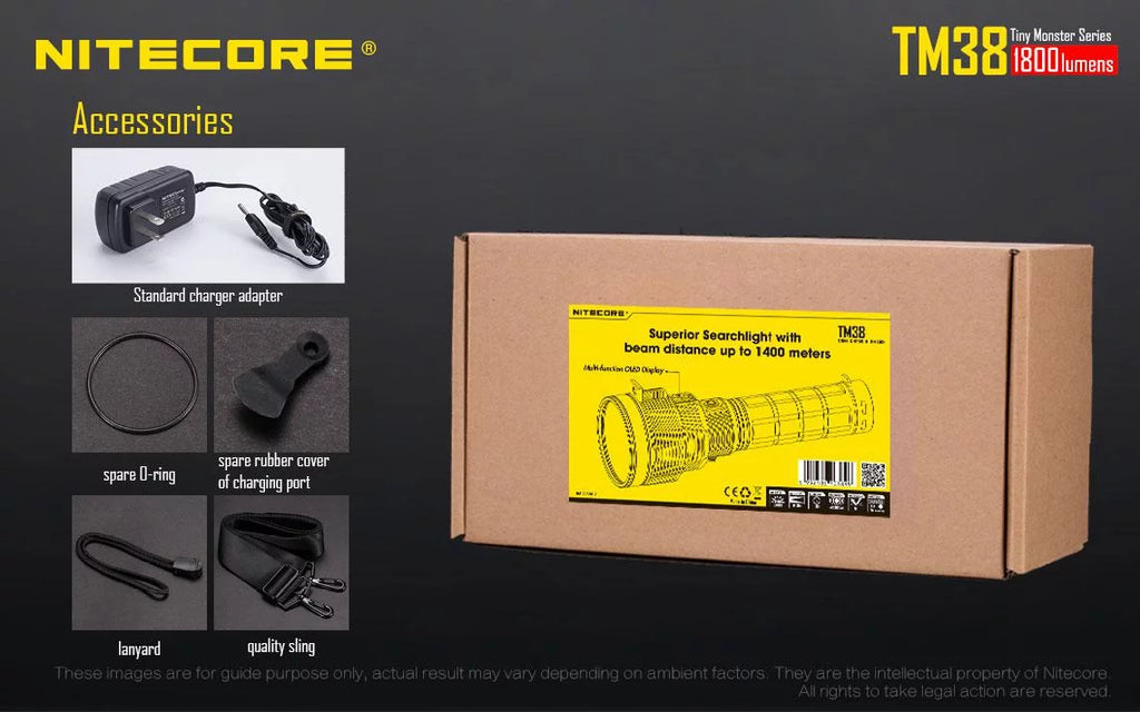 Outdoor Value Pack: Nitecore TM38 Searchlight  and  E4K Flashlight -Both can be Recharged on the go or at home
