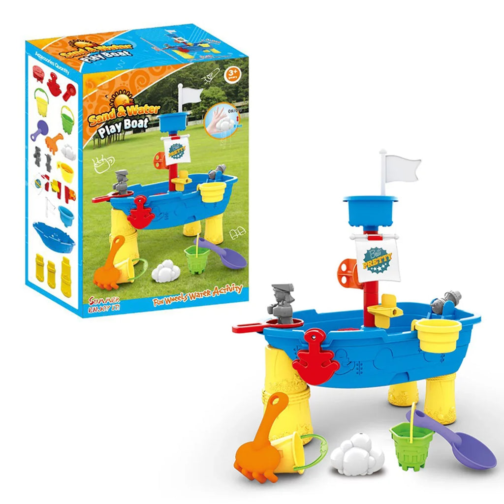 Beach Toy Pirate Ship Sandboxes 21 Pcs Sand moisture Table for Boys Girls Toddlers + 3 Y Mundo Toys