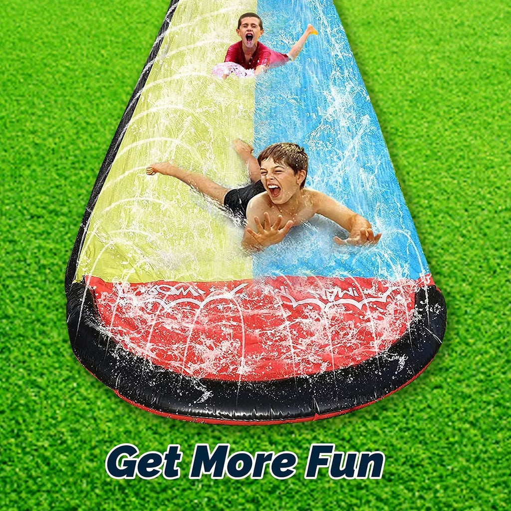 Sancty 15.5ft Double Race aqua Slides Sprinkler for Children Backyard Game