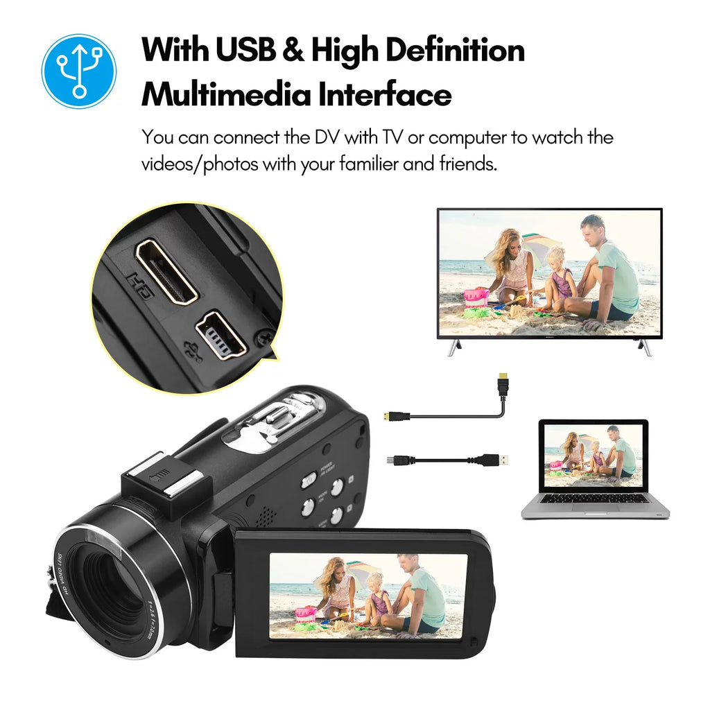 Andoer-2 Camcorder,IR Vision -shake Remote + Carry 4K Video 18X 3.0 Inch + Remote + DV 56MP 18X 2pcs Batteries + Batteries + Remote Video Camera WiFi -shake 2pcs Batteries WiFi DV 56MP 3.0 Inch IPS