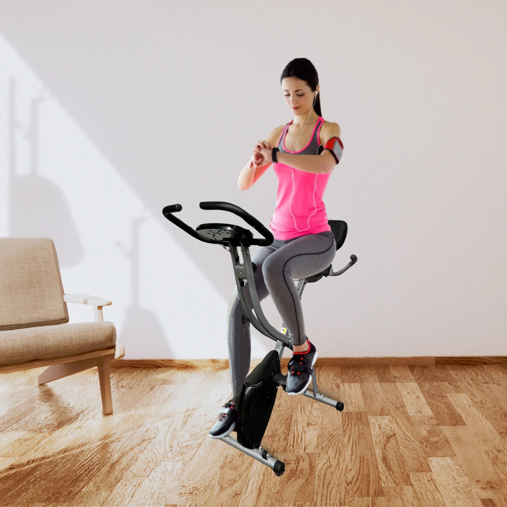 Exercise Bike, 3 in 1 Stationary Bike Upright Recumbent Folding Home workout, 260 LBS Capacity, Back and Arm Rest, Heart Rate LCD Sensor, 8 Levels of Adjustment Fitness Cardio Cycle