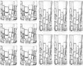 RCR Cristalleria Italiana Crystal Glass Drinkware Set DOF Whiskey 11 oz & Highball Tumbler 11.5 oz, 12 Count Pack of 1