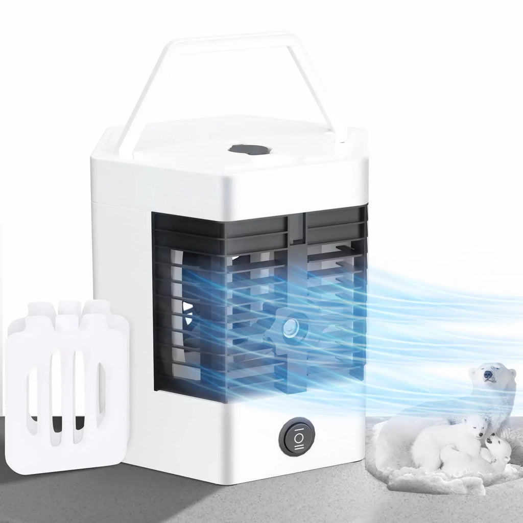 YHAIOGS Mini Portable Air Cooler Personal Space Cooler Easy to Fill aqua and Led Light and Portable Air Conditioner Device Cool Any Space Like Home office