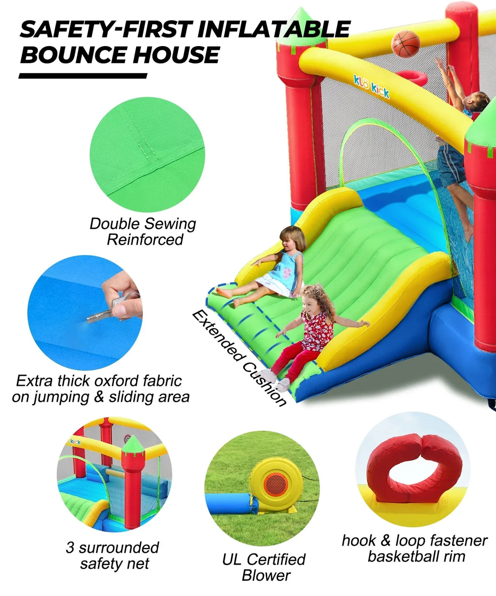 KLOKICK 15'x 12' Large Bounce House 840D Oxford Inflatable Bouncers for 6 Kids with Blower & Slide for 3-10 Years, Child, Adult, Infant, Teen, Tween