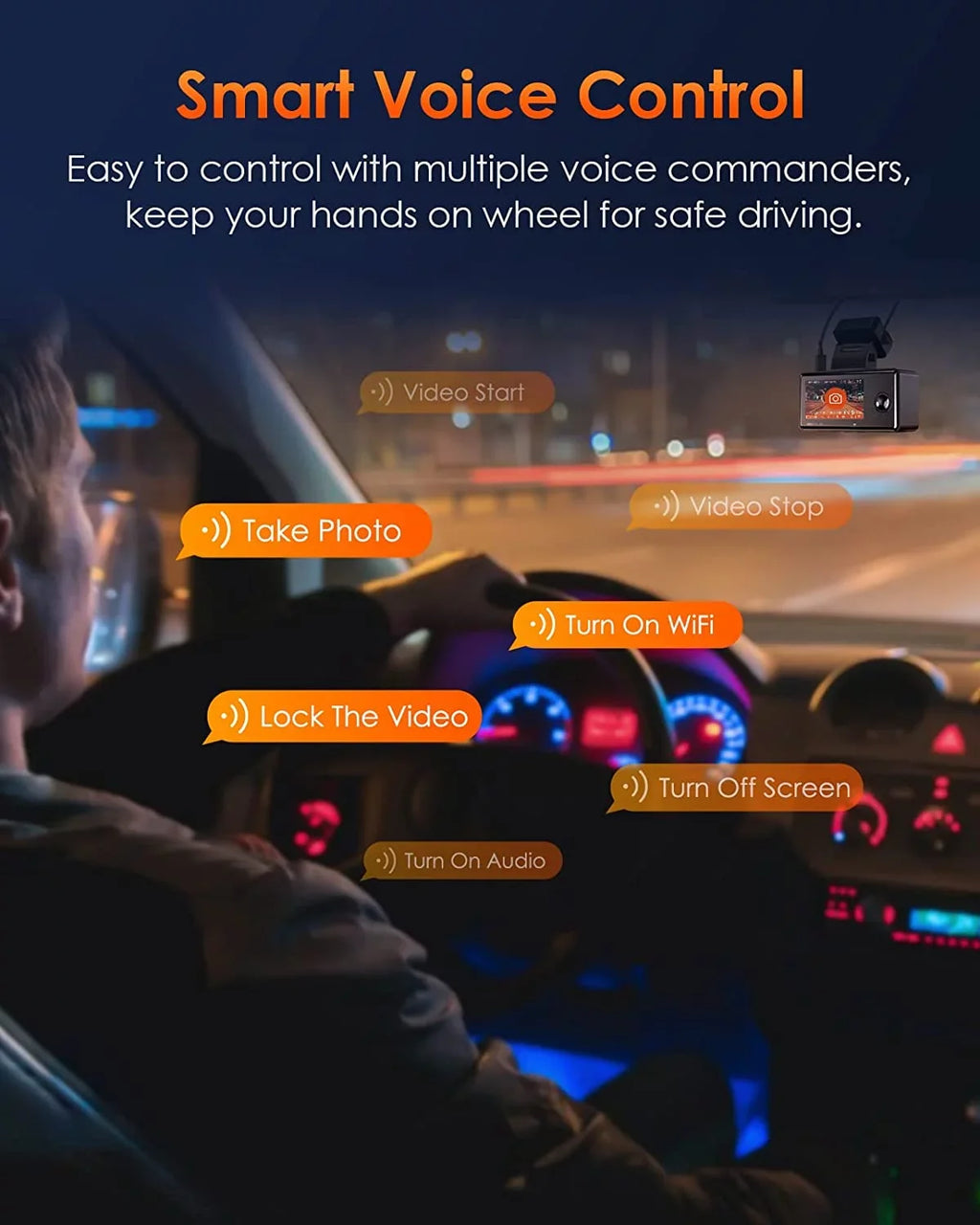 Vantrue E3 2.5K 3 Channel WiFi Dash Cam 1944P+1080P+1080P Front and Rear Inside 3 Way GPS Dash Camera for Car Voice Control IR Night Vision 24 Hrs Parking Mode Motion Detection