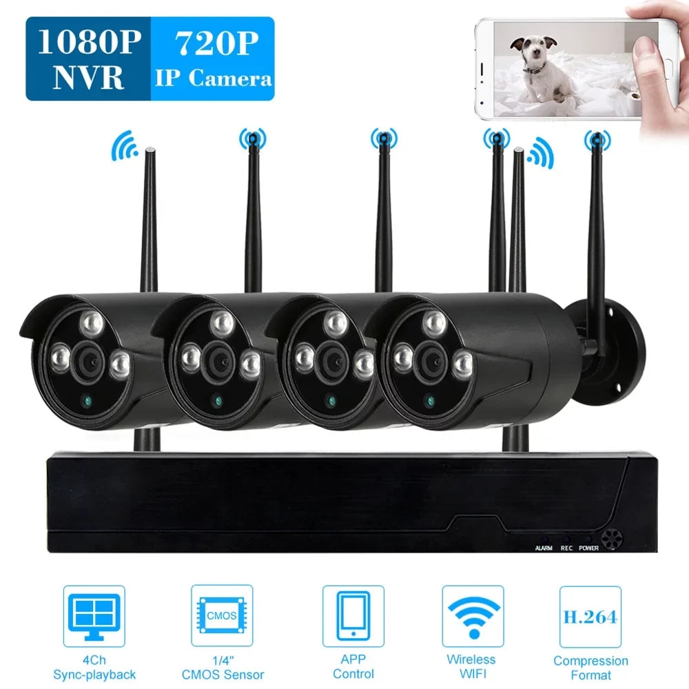 Dadypet 4CH 1080P WiFi NVR Kit with 4pcs Wireless IP Camera for CCTV System