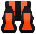 T237-Designcovers matching with 2003-2006 Jeep wrangler LJ 2door Seat Covers:Black and Orange - Full Set Front&Rear