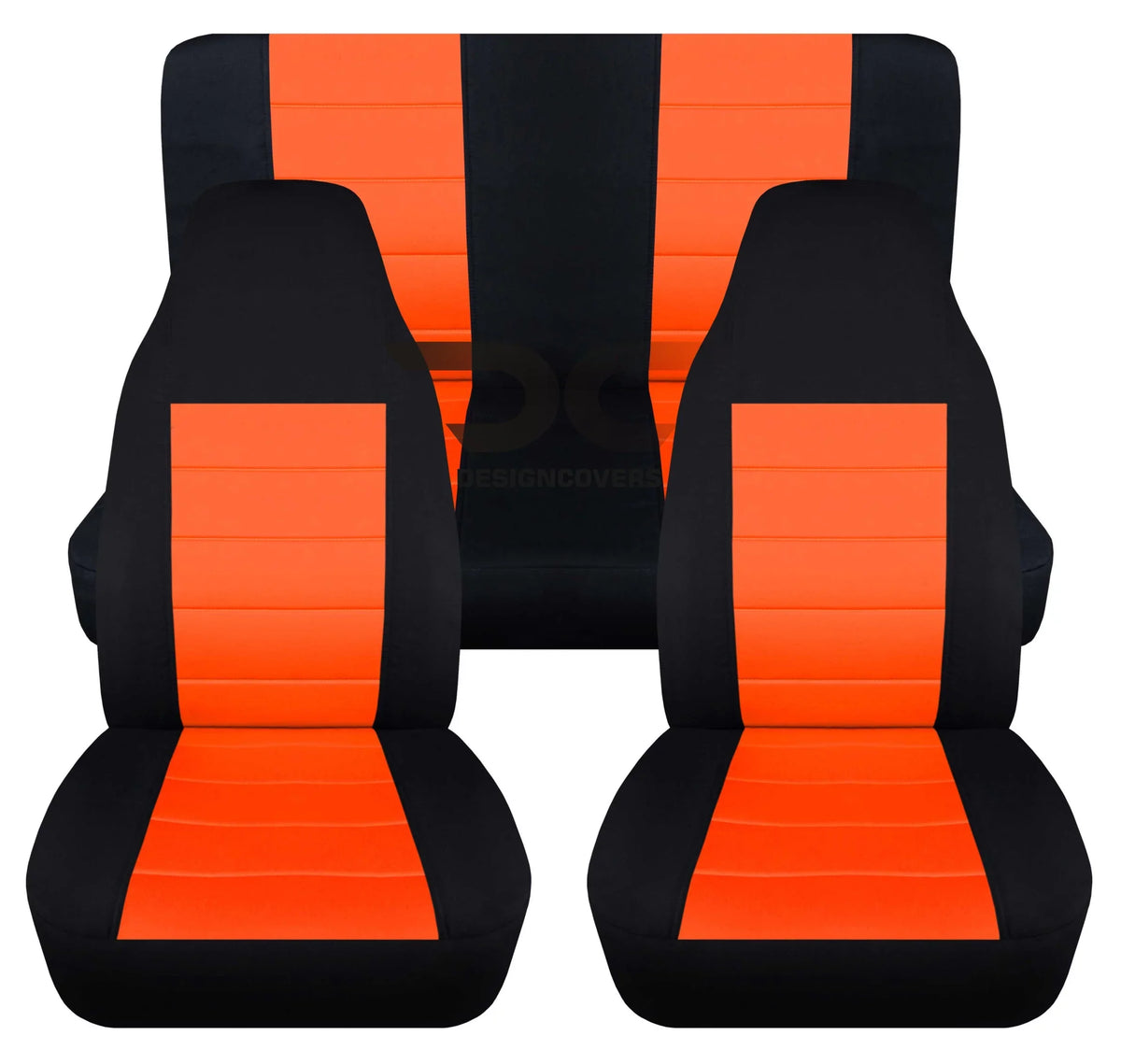 T237-Designcovers matching with 2003-2006 Jeep wrangler LJ 2door Seat Covers:Black and Orange - Full Set Front&Rear