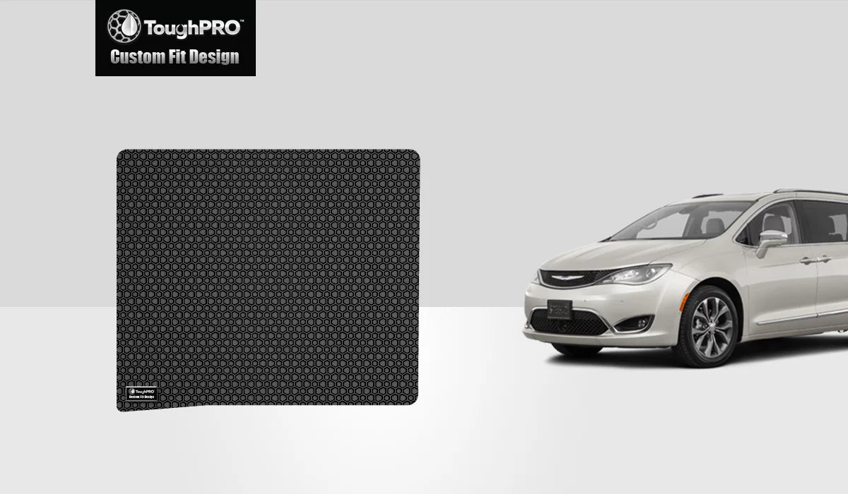 ToughPRO - Cargo Mat suitable with CHRYSLER Pacifica - All atmospheric conditions Heavy Duty (Made in USA) - Black Rubber - 2017