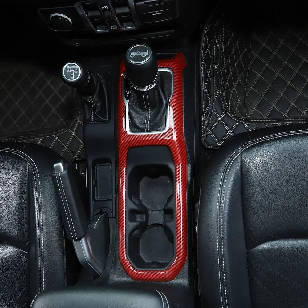Teledu Red Carbon Gear Shift Panel Cup Holder shield Trim For Jeep Wrangler Parts