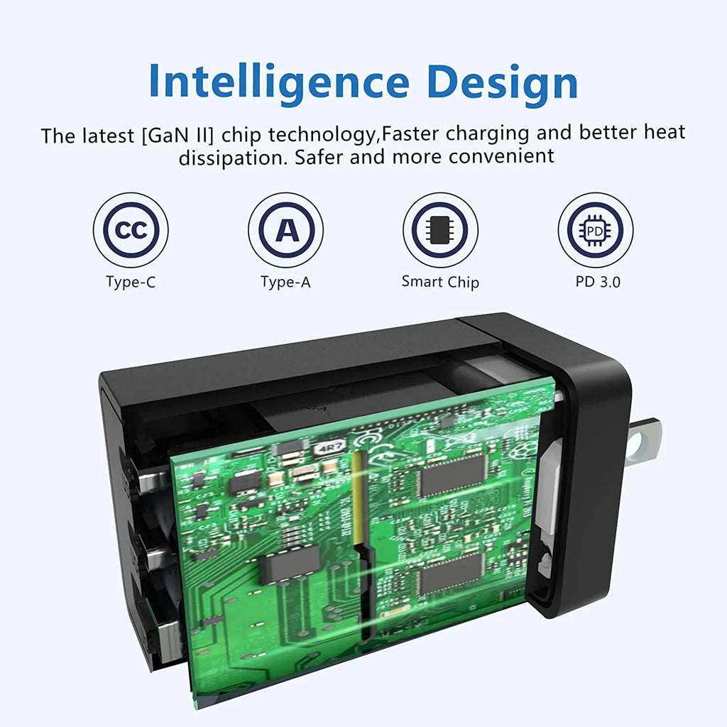 USB C Wall Charger, 67W 3 Port GaN PD&QC USB C Adapter, USB Power Adapter with Foldable Plug for
