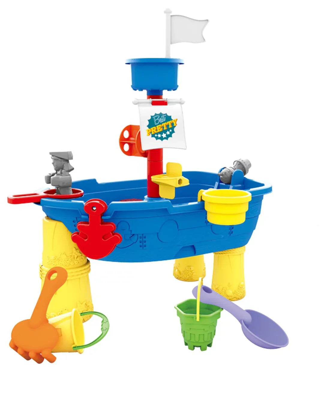 Beach Toy Pirate Ship Sandboxes 21 Pcs Sand moisture Table for Boys Girls Toddlers + 3 Y Mundo Toys