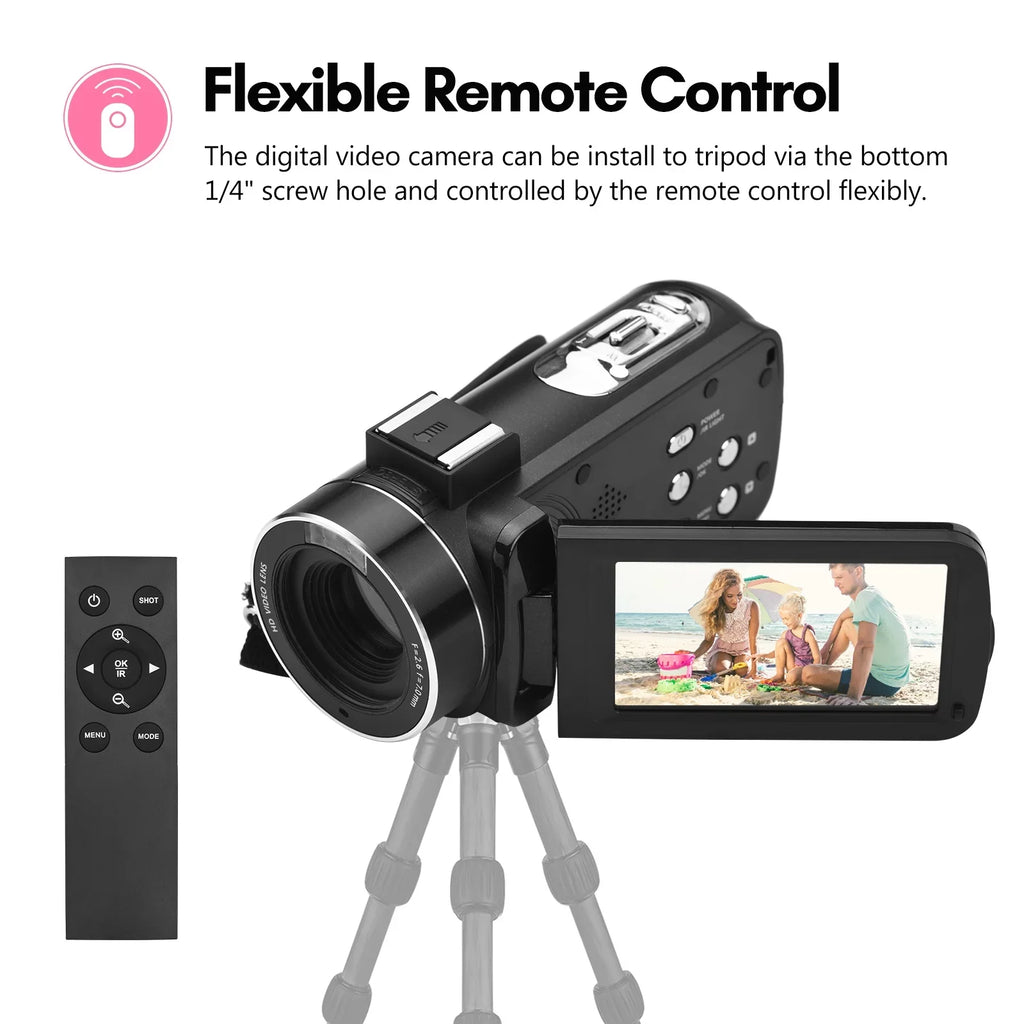 Andoer-2 Camcorder,IR Vision -shake Remote + Carry 4K Video 18X 3.0 Inch + Remote + DV 56MP 18X 2pcs Batteries + Batteries + Remote Video Camera WiFi -shake 2pcs Batteries WiFi DV 56MP 3.0 Inch IPS