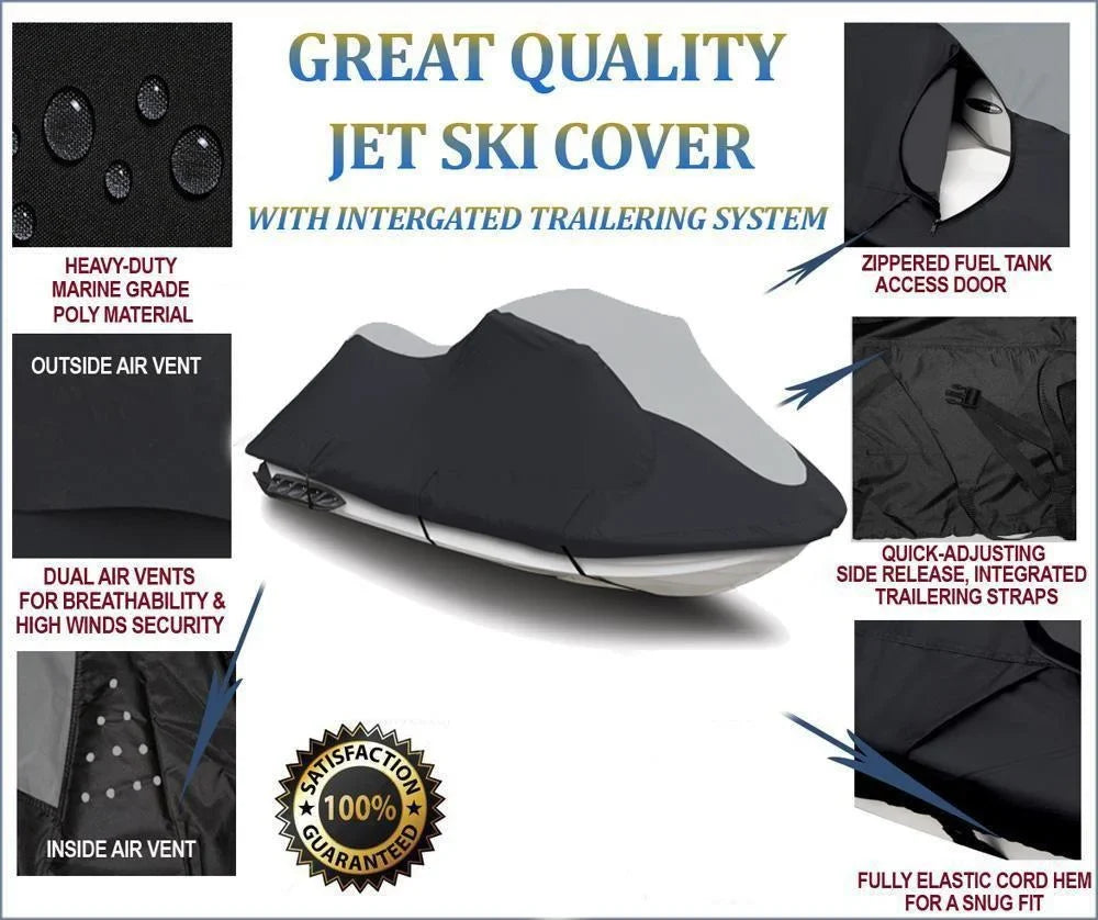 SUPER HEAVY-DUTY PWC 600D JET SKI wrap suitable for Sea Doo Sea-Doo Bombardier GTI / SE 155 2011-2017 Jet Ski Trailerable protector Black/Grey