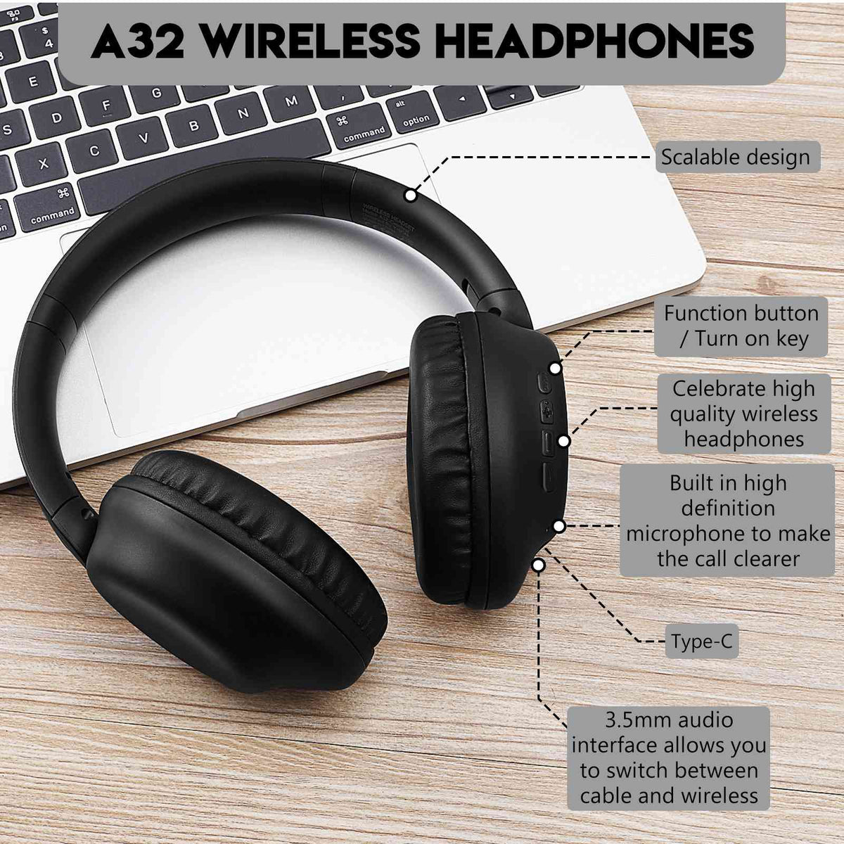UrbanX Perfect Comfort 955 II Overhead Wireless Bluetooth Headphones For  Galaxy M01s Noise-Cancelling, with – Black