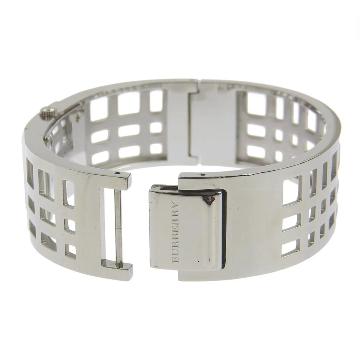 Pre-Owned BURBERRY Burberry Heritage Bangle Watch BU4701 Stainless Steel Silver Quartz Analog Display Ladies Brown Dial (Fair)