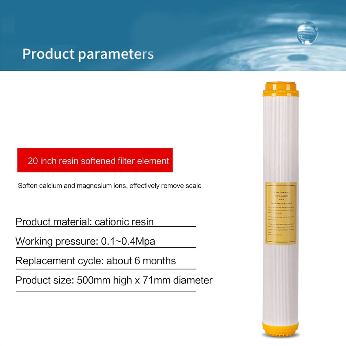 Filter Element moisture Purifier Ion Exchange Resin Softening Filter
