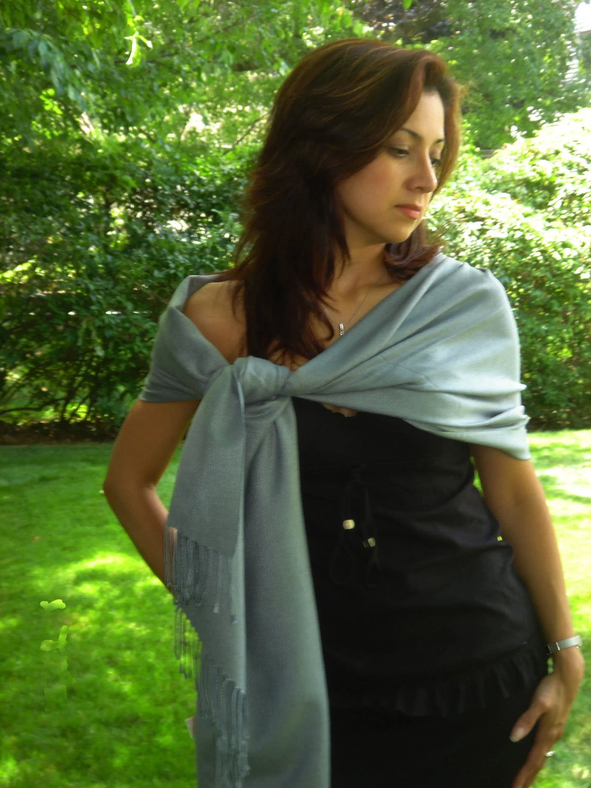 Shawl/Shawls/Scarf/Scarves/Wrap/Stole/Muffler/Cape/Ruana/Blanket/Throw/Pashmina Shawl/Cashmere Scarf/Wool/Silk (Slate Grey Regular Shawl)