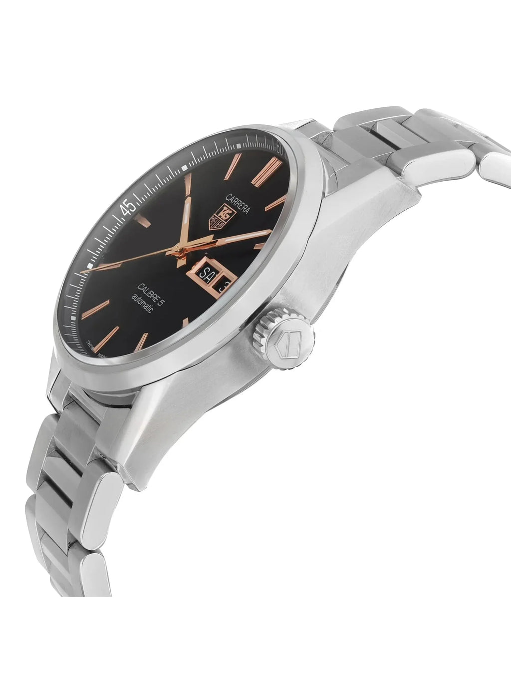 Pre-owned TAG Heuer Carrera 41mm Day-Date Steel Watch WAR201C.BA0723 (Good)