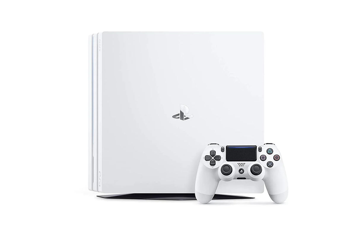 PlayStation 4 Pro 1TB White Gaming Console With 2 Controller + G9 Earbuds With Microphone BOLT AXTION Bundle Used