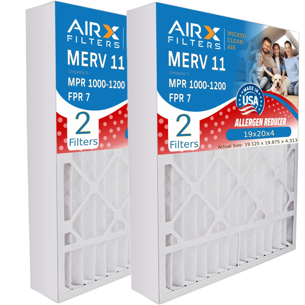19x20x4 Air Filter MERV 11 Comparable to MPR 1000, MPR 1200 & FPR 7 appropriate with Bryant Carrier FNCCAB0021 FILXXFNC-0021 USA Made 19x20x4 Furnace Filter 2 Pack by AIRX FILTERS WICKED CLEAN AIR.