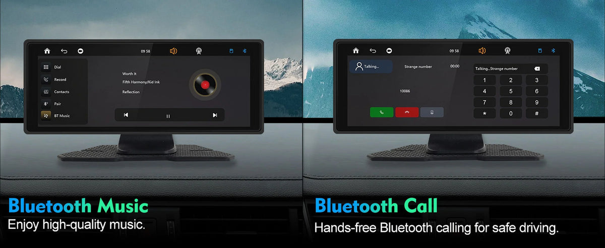 Portable Wireless Carplay & Android Auto Car Stereo, 10.26 Inch Full HD Car Touch Screen Portable Car Radio Receiver Backup Camera