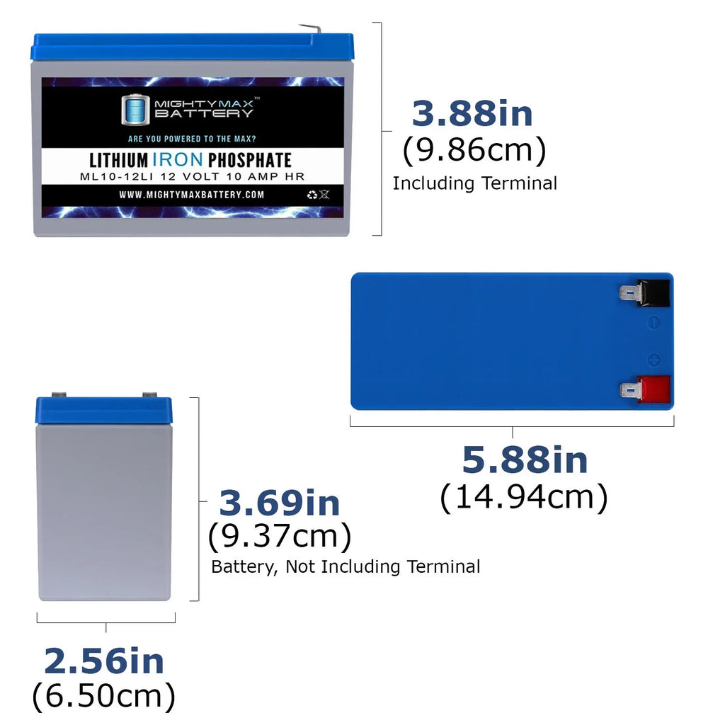 12V 10AH Lithium Replacement Battery matching with Marcum VS385 C - 3 Pack