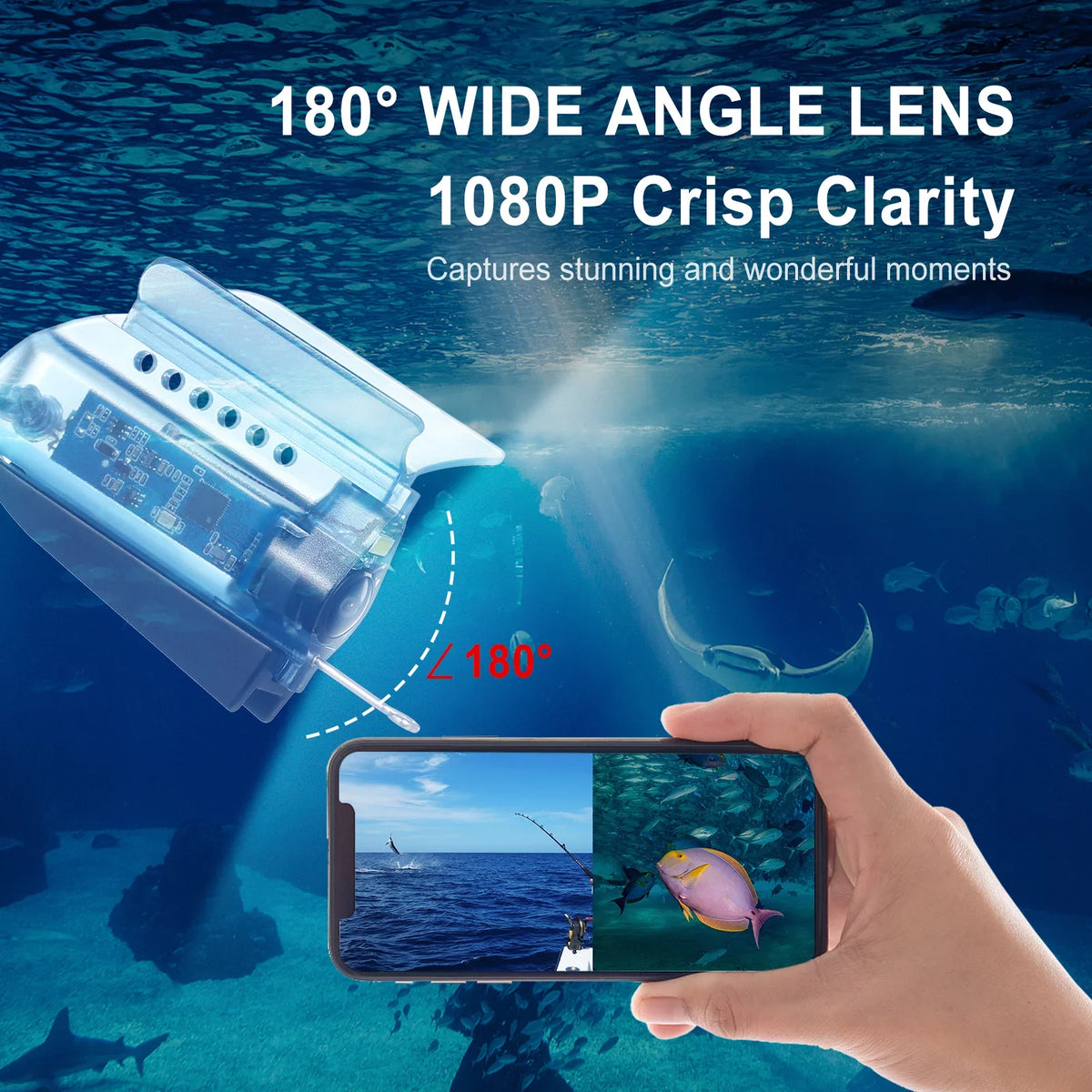 Gofishup 1080P Underwater Fishing Camera Fish Finder with APP Control, Live Video for Ice Lake Sea ship Kayak Fishing