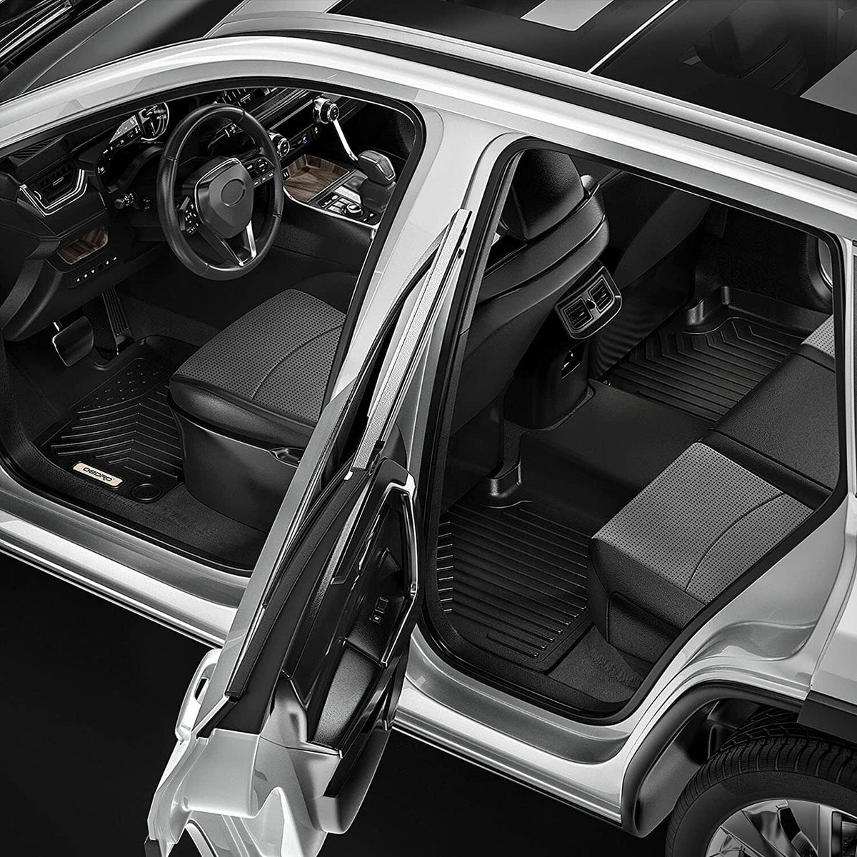 Ledkingdomus Floor Mats for 2019-2024 Subaru Forester 3D TPE Rubber Front & 2nd Seat 2 Row Liner Set All-climate