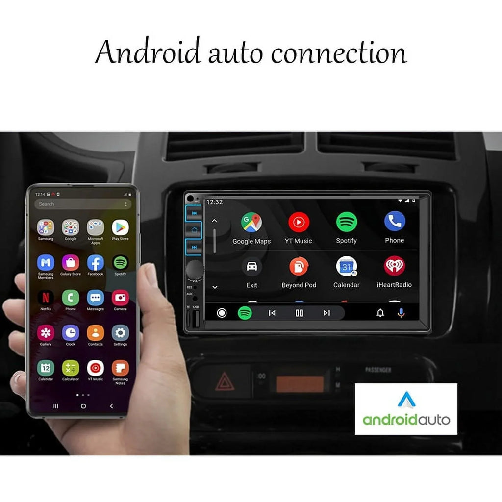 Car Radio 7'' 2 Din Stereo Receiver Bluetooth, Microphone, Mirror Link, Display, GPS, Touch Screen Support  Carplay , Android Auto