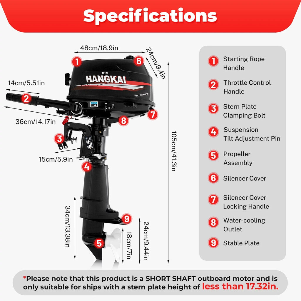 CNCEST Outboard Motor 6  2-Stroke Inflatable Fishing vessel Motor Engine aqua Cooling System