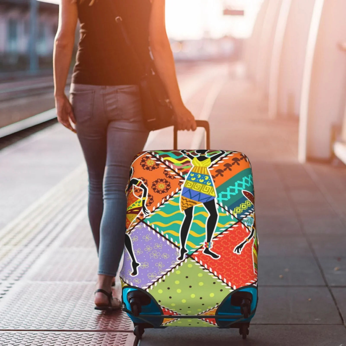 Kll Dancing African Womans Luggage protector Suitcase protector Suitcase Protector-