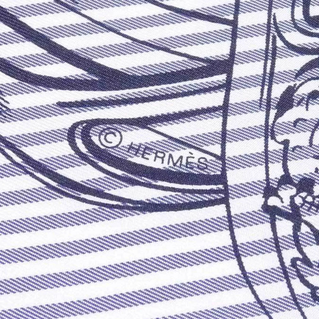 Pre-Owned Hermes HERMES scarf Carre 90 BRIDES de GALA silk navy x white ladies (Good)