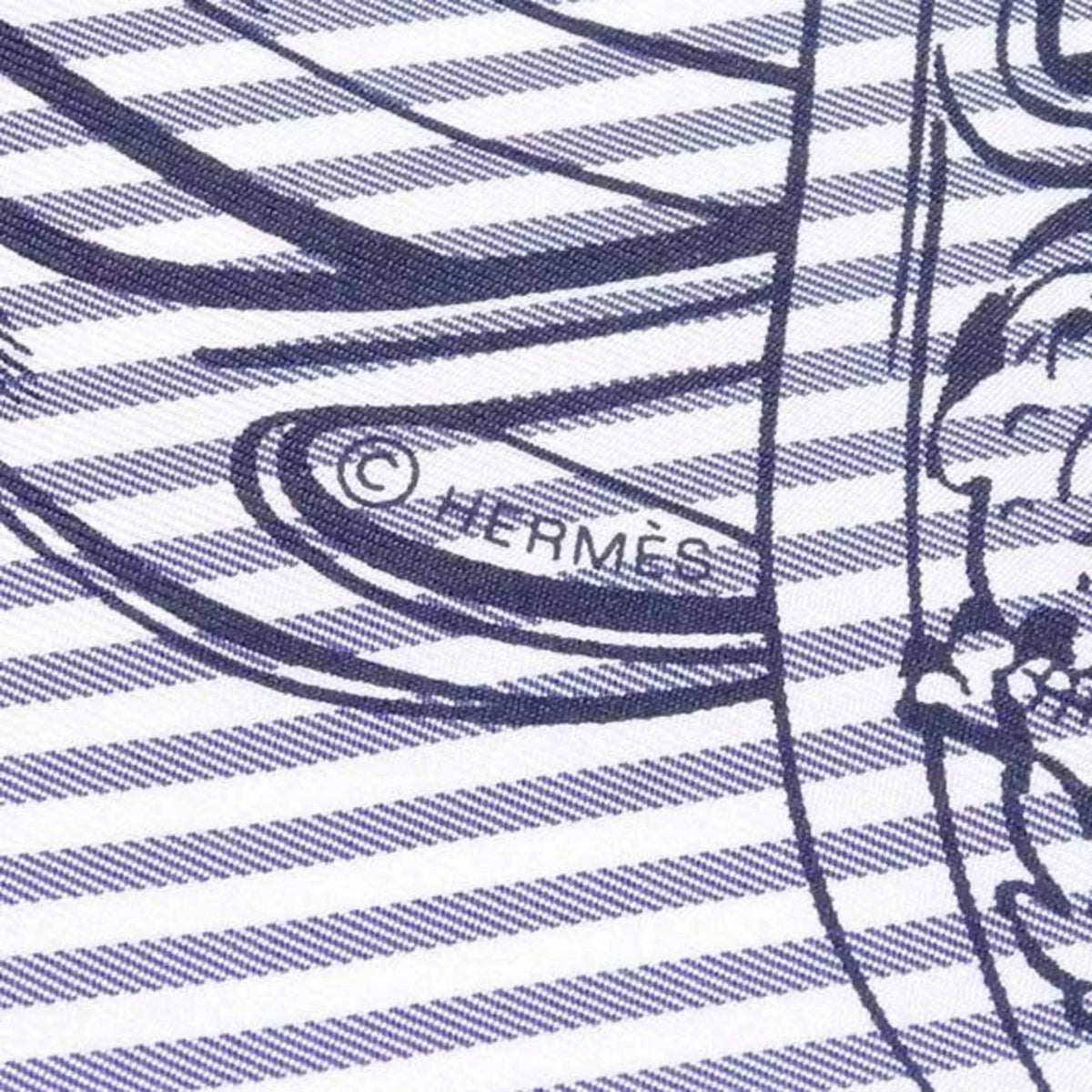Pre-Owned Hermes HERMES scarf Carre 90 BRIDES de GALA silk navy x white ladies (Good)