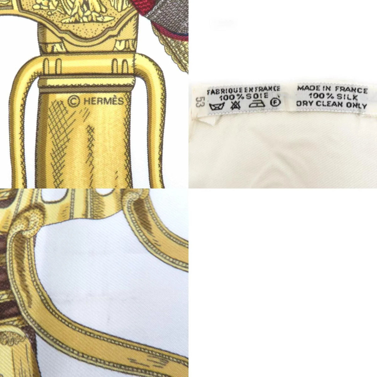 Pre-Owned Hermes HERMES Scarf Carre 90 GRAND UNIFORME Silk Off-White/Multicolor Ladies (Good)