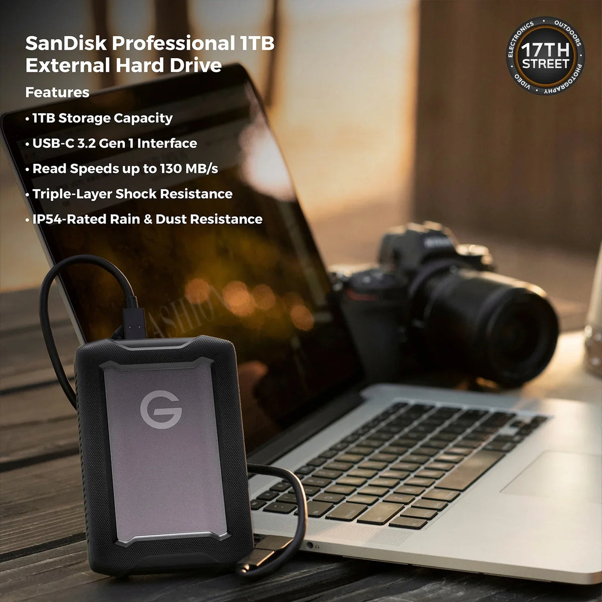 Sigma 24-70mm F2.8 DG DN Art Lens for  E with Professional 1TB External Hard Drive USB-C 3.2 Gen 1, 64GB Extreme PRO UHS-I SDXC Memory Card and Waith Microfiber Cleaning Cloth (Bundle Set)