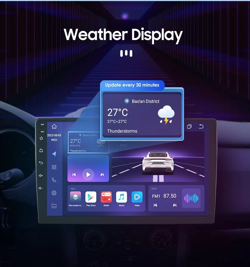 9" Android Car Stereo DSP AM/FM Radio GPS Navigation 4+32G Universal Double Din 1280X720 QLED Screen Wireless  Carplay Android Auto in-Dash Head Unit Multimedia Player,elements,Play Store,YouTube