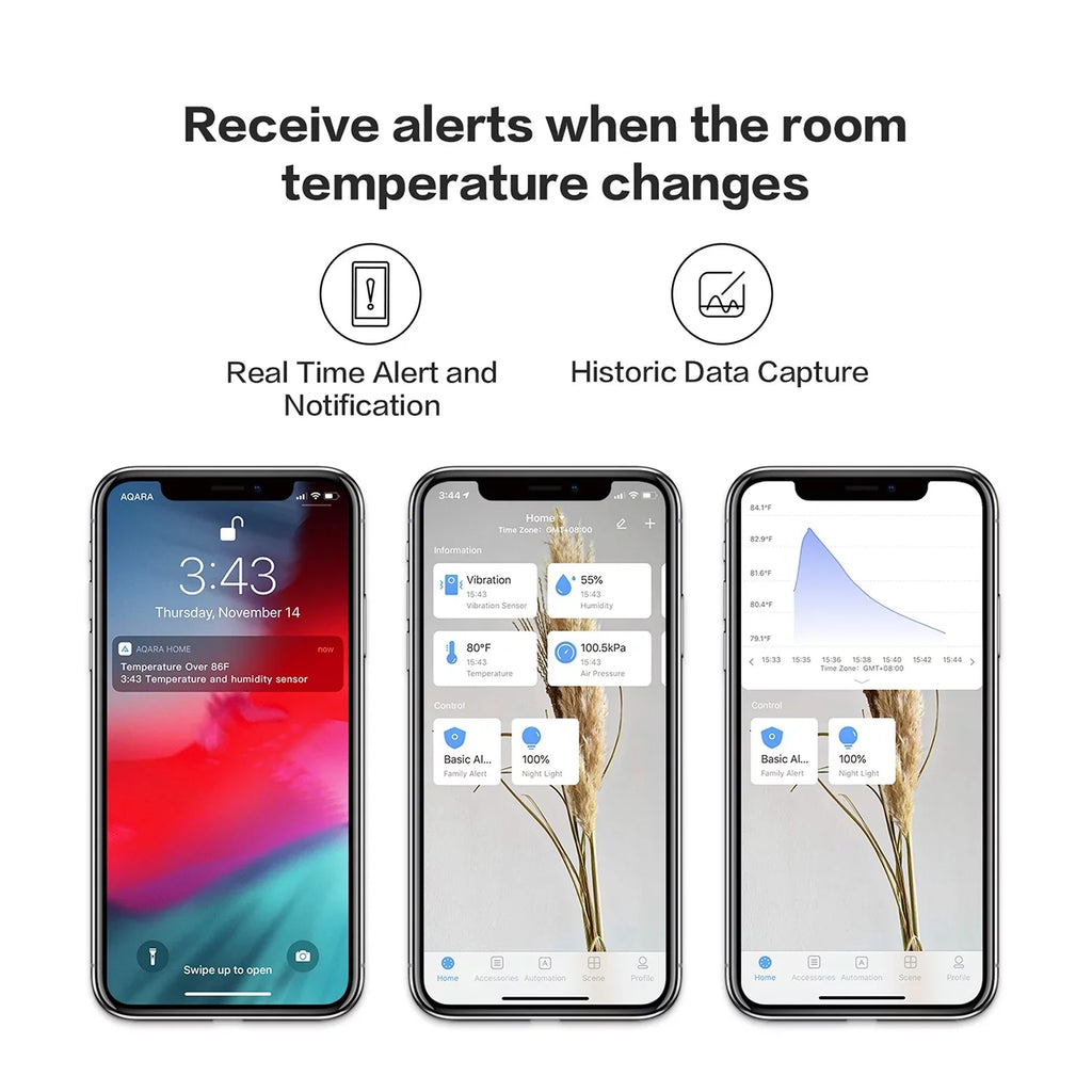 Temperature Sensor Smart Aqara Humidity Sensor for Remote Monitoring and Home Automation REQUIRES AQARA HUB matching with  HomeKit